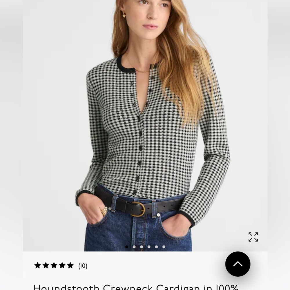 New Houndstooth Crewneck Cardigan in 100% Merino Wool Madewell